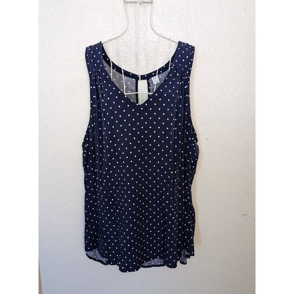 Old Navy NWT Blue Polka Dot Keyhole Tank Top Sz XXL - Picture 1 of 5